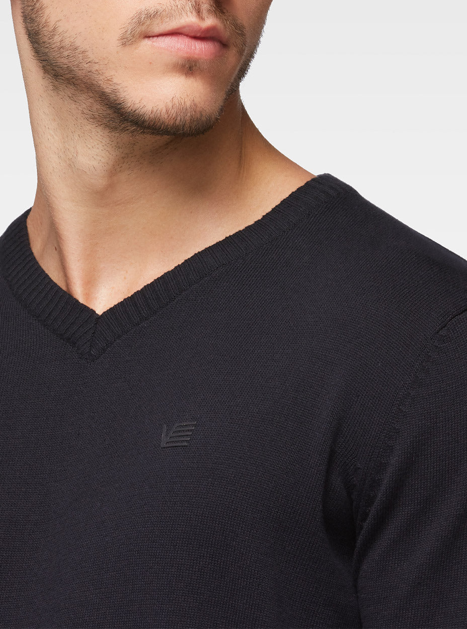 Pull col V basique marine