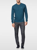 Pull col V basique teal