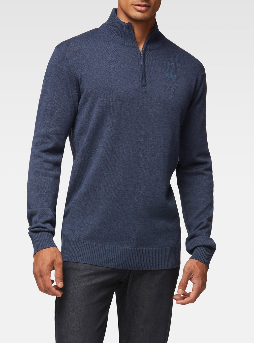 Pull à demi zippé basique marine mix