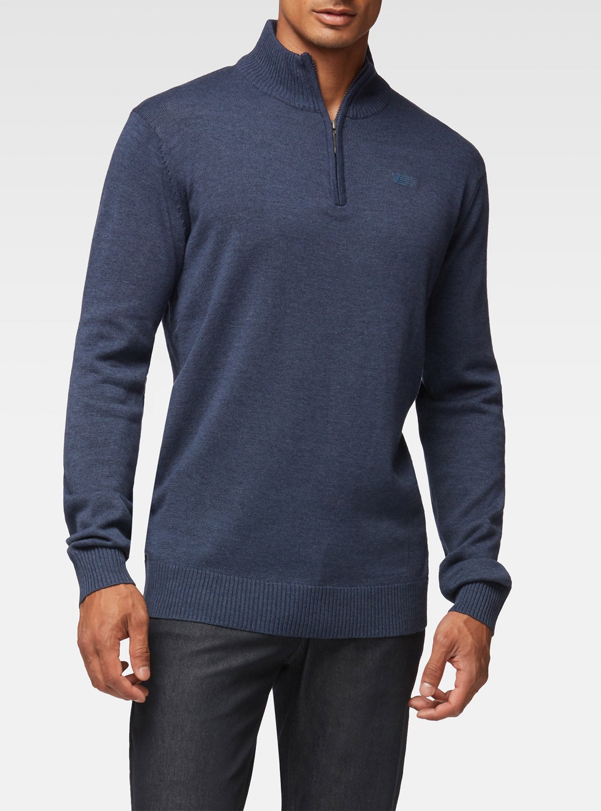Pull à demi zippé basique marine mix