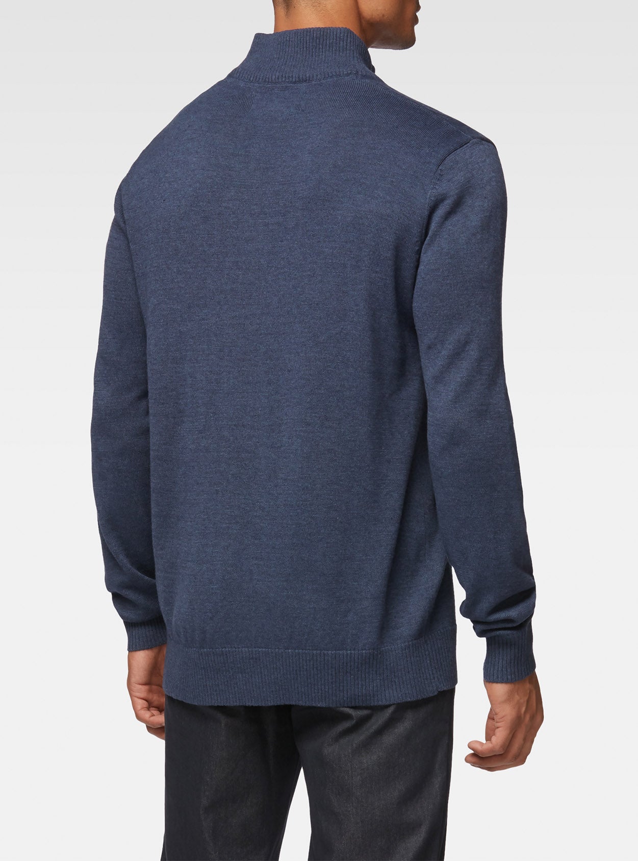 Pull à demi zippé basique marine mix