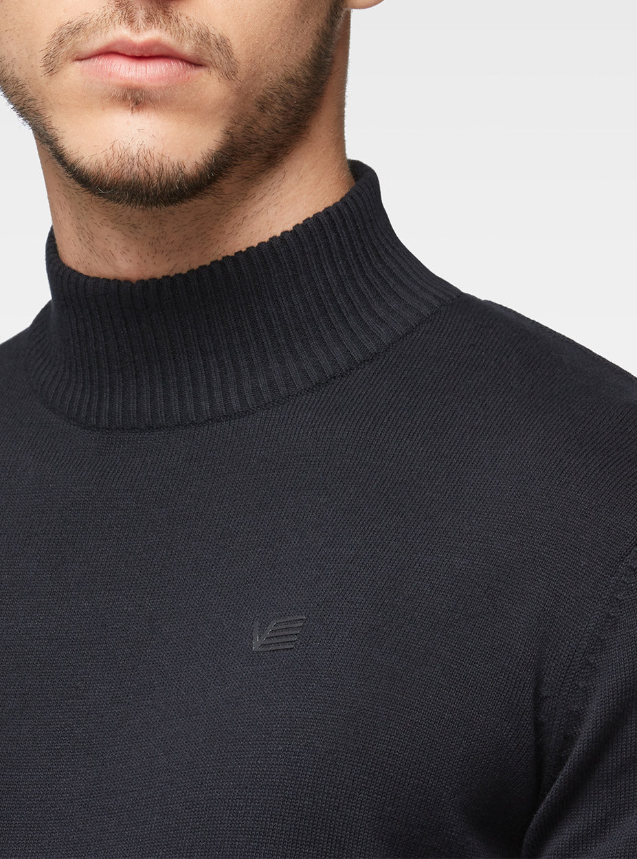 Pull basique col roulé marine