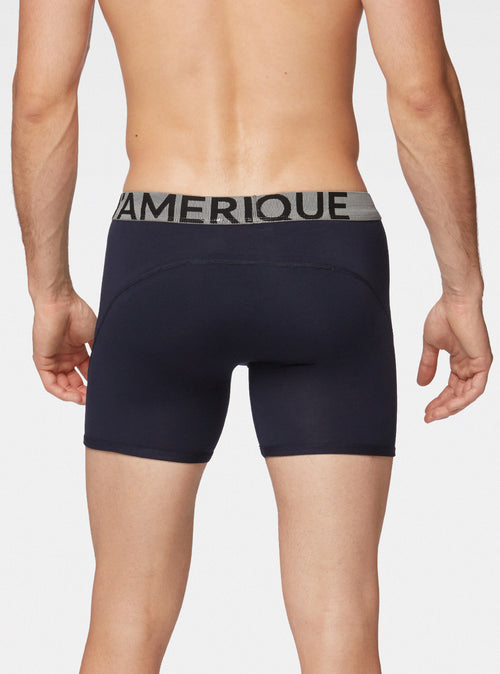 Boxer de bambou basique marine uni