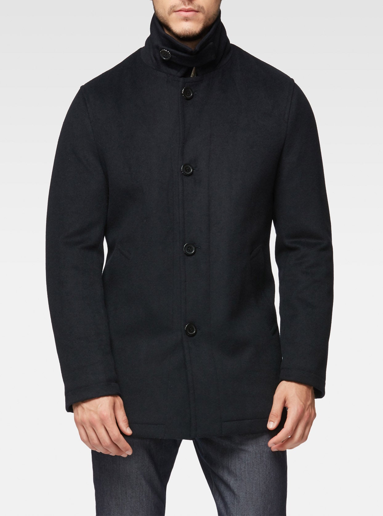Manteau marine en laine semi ajustée